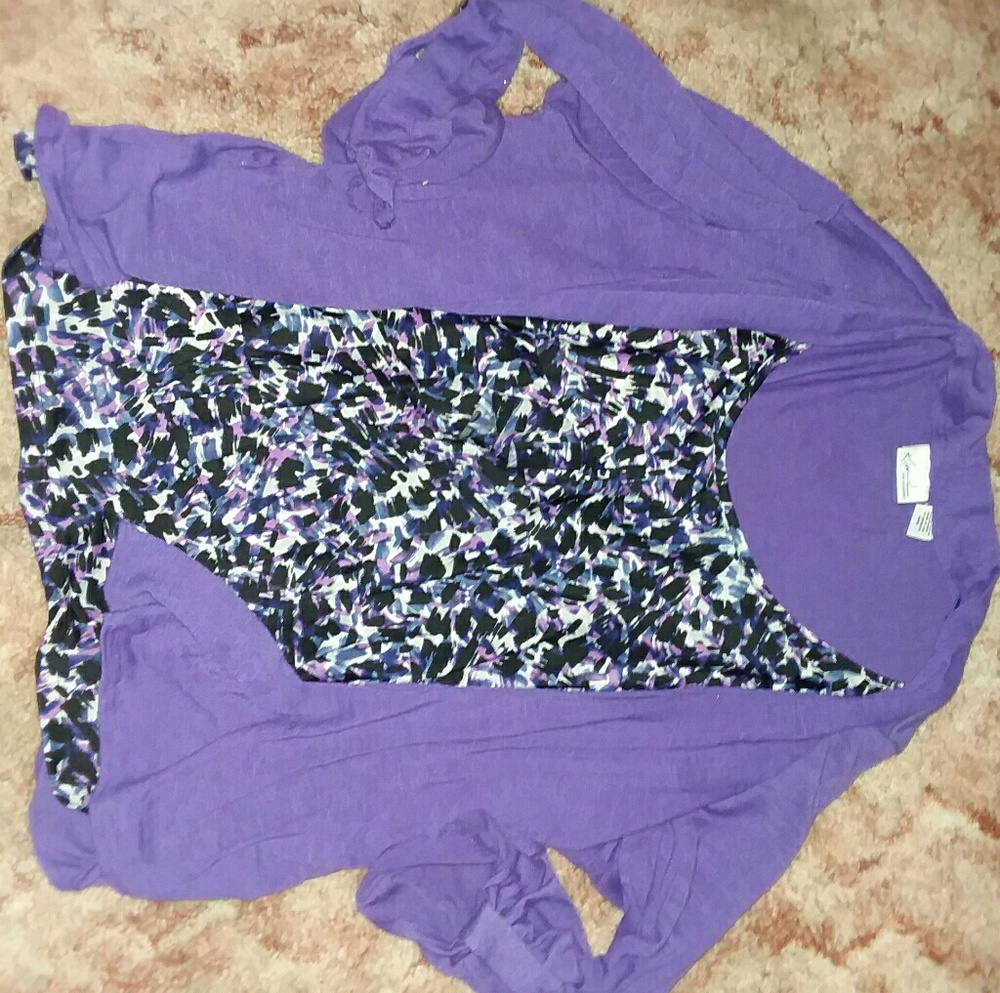 Kim rogers purple cardigan dress shirt 2x